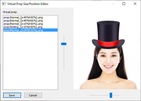 virtual prop editor with hat